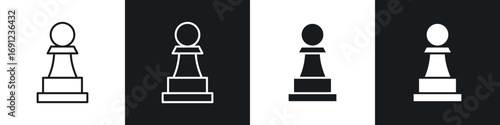 Chess pawn icons in solid and stroke graphics