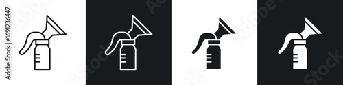 Breast pump icons in solid and stroke graphics
