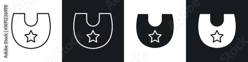 Baby bib icons in solid and stroke graphics