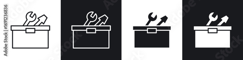 Toolbox icons in solid and stroke graphics