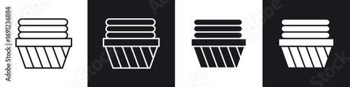 Laundry basket icons in solid and stroke graphics