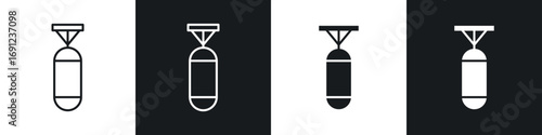 Punching bag icons in solid and stroke graphics