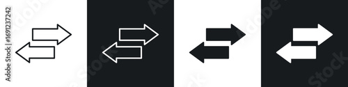 Transfer arrows icons in solid and stroke graphics
