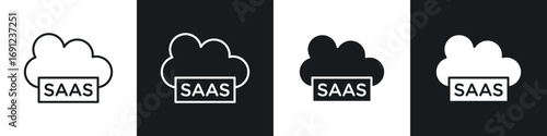 SaaS icons in solid and stroke graphics