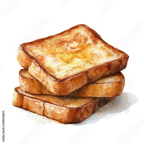 French Toast, watercolor vector, isolated on a white background.