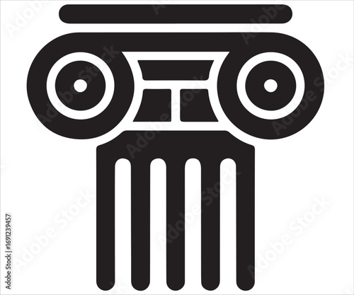 Silhouette of ancient Greek column capital vector illustration representing architecture, classical design, historical structure, cultural heritage, antique pillar, and traditional ornamental building