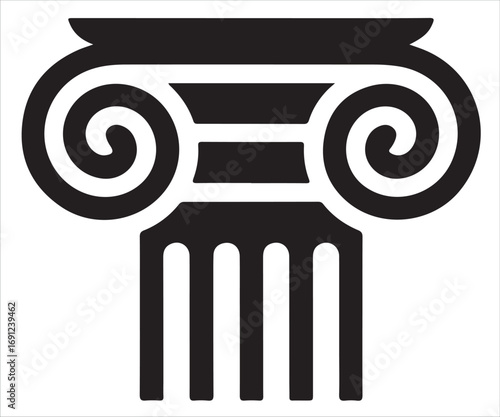 Black silhouette of Greek column capital vector illustration