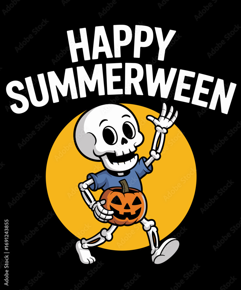 Fototapeta premium skeleton Happy Summerween Summer Halloween Holiday Beach