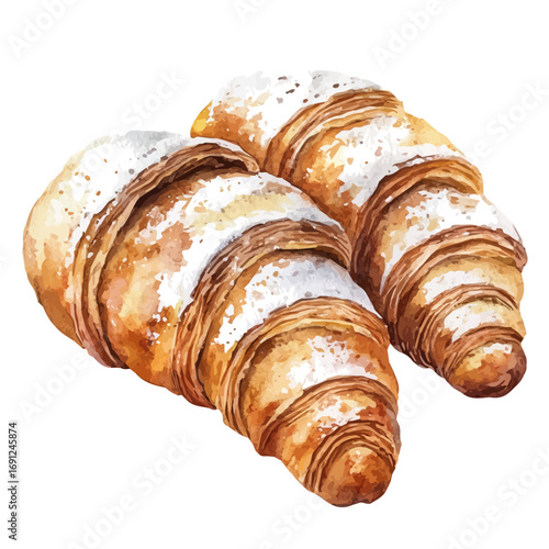 Danish Pastry, watercolor vector, isolated on a white background.