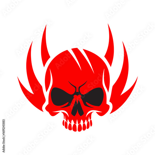 black and red metal band logo design illustration