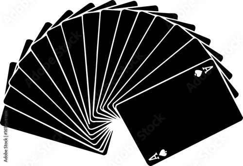 Elegant fan of playing cards with an ace of spades ready for a magic trick or game night fun