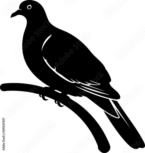 Elegant dove perched peacefully on branch, classic symbol of peace and tranquility design element