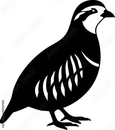 Striking silhouette of a partridge, perfect for nature designs, wildlife logos, and conservation themes