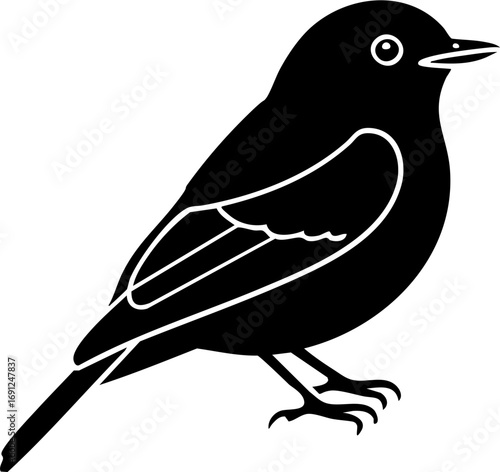 Elegant silhouette of a songbird, perfect for nature projects, birdwatching designs, and ornithology