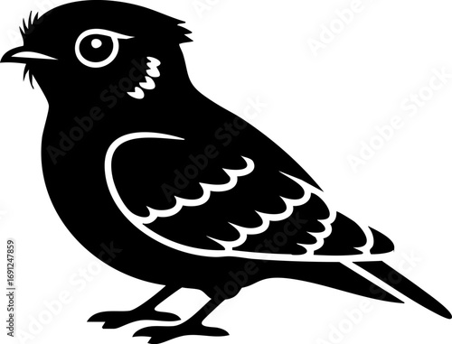 Elegant songbird silhouette perfect for nature logos, garden designs and birdwatching promotions