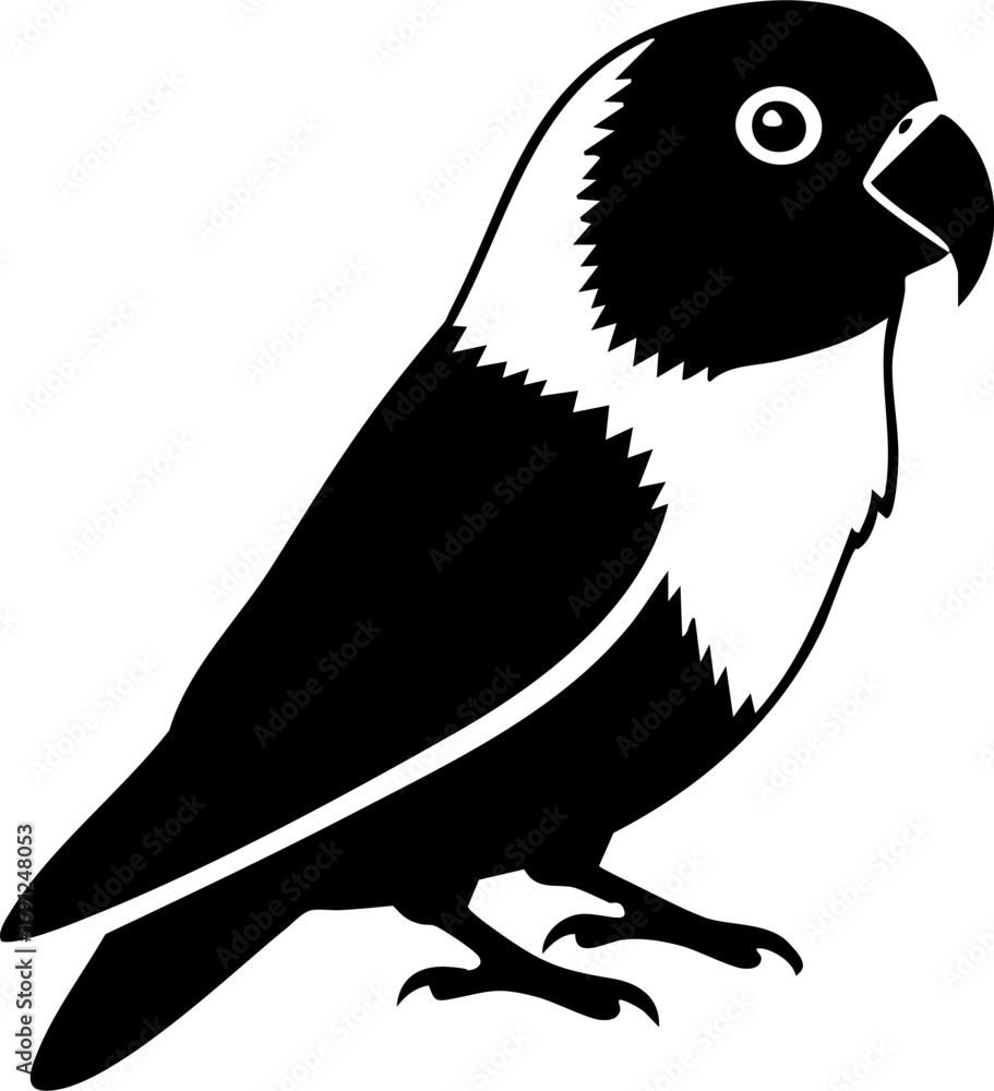 Fototapeta premium Elegant Java sparrow silhouette, a classic monochrome bird icon from original vector art
