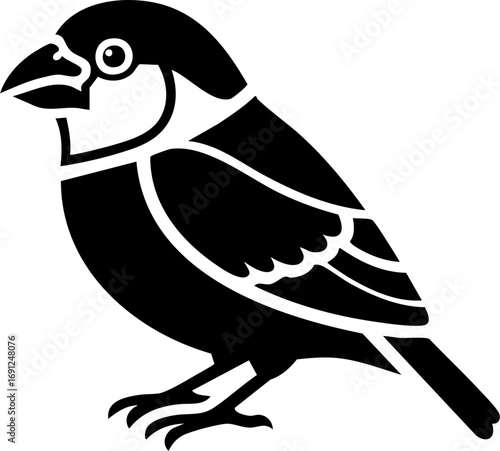 Elegant silhouette of a sparrow ready to fly, simple and modern design element for nature lovers