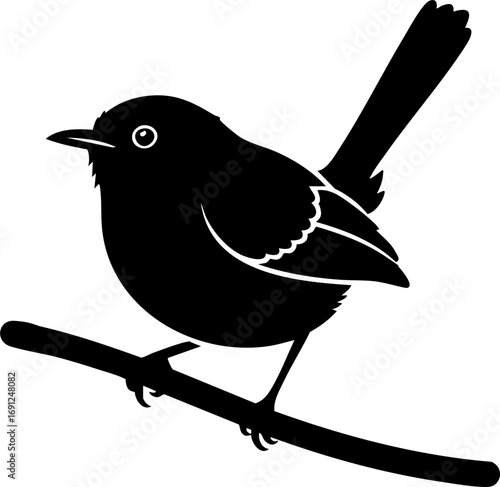 Elegant silhouette of a bird perched serenely on a branch, perfect for nature themed designs