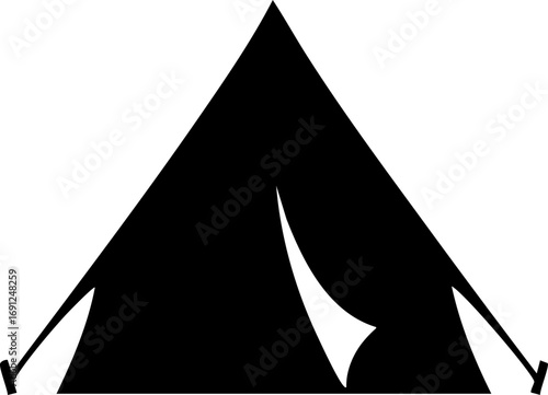 Camping tent icon ready for outdoor adventure under the stars, explore nature trails and sleep soundly