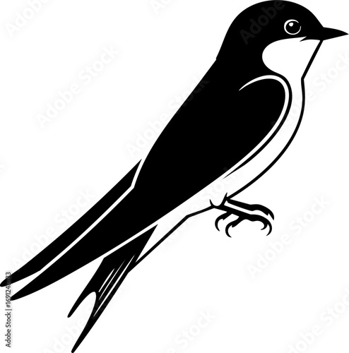 Elegant swallow bird artwork, classic design, symbolic of freedom and swiftness in flight