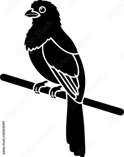 Elegant bird perched gracefully on branch, a nature icon ready for your creative design project