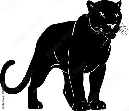 Powerful black panther illustration staring intently, a symbol of strength and agility, wildlife