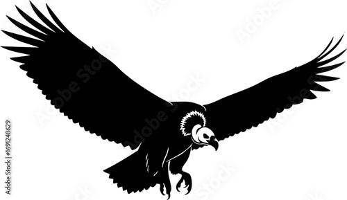 Majestic vulture soaring with powerful wings outstretched, symbolizing freedom and nature's wild spirit.