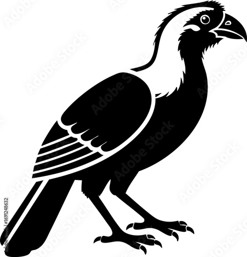 Elegant black silhouette of a majestic bird poised confidently for your designs