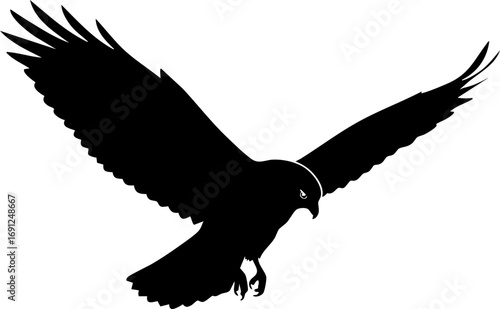 Majestic owl silhouette with wings spread wide in dynamic flight, symbolizing freedom and power
