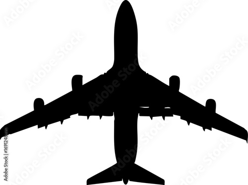 Sleek silhouette of a modern commercial jet airplane soaring through the sky