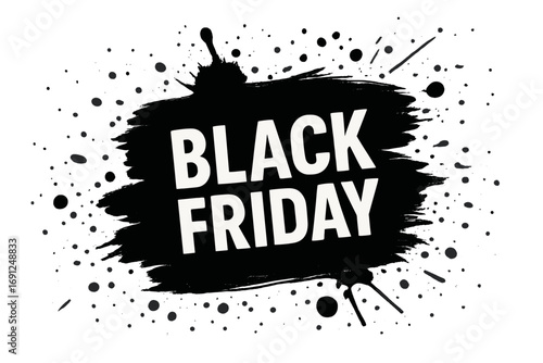 finalBlack Friday massive sale; headline copy; banner, poster, and wallpaper designs; ink illustration; brushstroke effect; abstract backdrop; gritty vector art; black‑and‑white monochrome; logo and