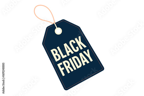 A black‑on‑red Black Friday sale tag serves as a promotion banner and clearance advertisement announcing store discounts