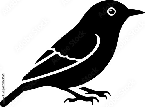 Elegant silhouette of a small bird poised gracefully, perfect for nature and design projects.