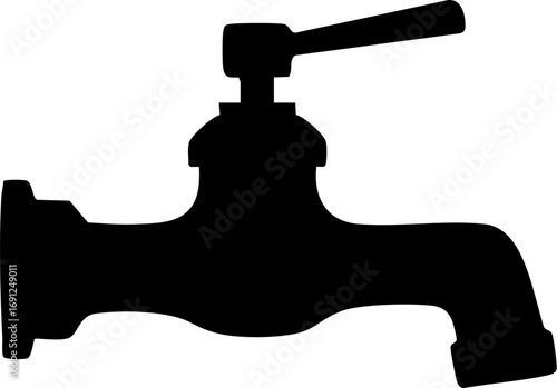 Classic black silhouette of a water tap, a timeless symbol of essential resources and home comfort.