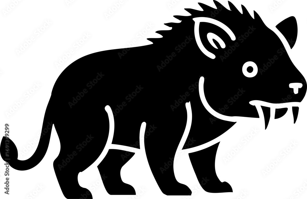 Fototapeta premium Fierce prehistoric predator silhouette in bold black, ready for educational or design projects.