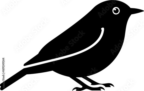 Charming silhouette of a small bird perched gracefully, perfect for nature and wildlife designs