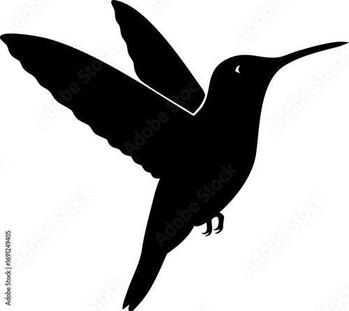 Elegant hummingbird silhouette captures delicate flight and natural grace in a minimalist design