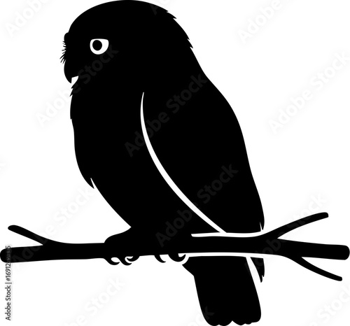 Majestic owl silhouette perched on a branch, symbolizing wisdom and nocturnal mystery