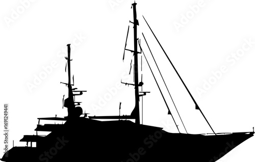 Majestic luxury yacht silhouette ready for adventure on open seas