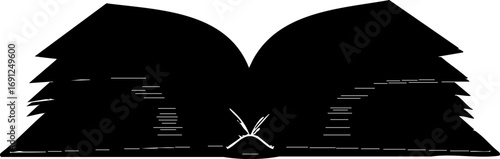 Elegant open book silhouette symbolizes knowledge, learning, and discovery for educational projects