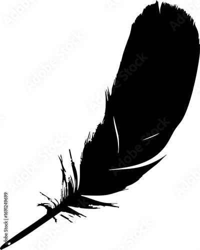 Elegant black feather silhouette conveys lightness, freedom, and natural beauty for sophisticated designs