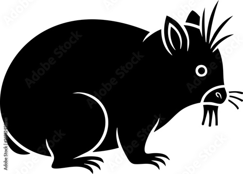 Charming black wombat silhouette, a unique animal icon for nature projects and Australian themes