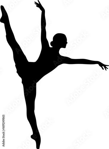 Elegant ballerina in dynamic pose captures grace and strength of dance artistry