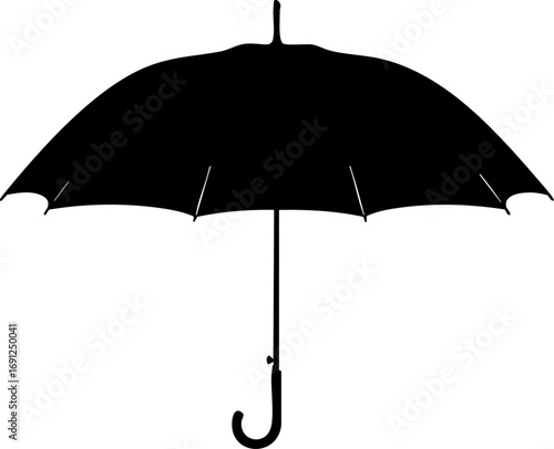 Classic black umbrella opens wide, offering essential protection and timeless style for any rainy day.