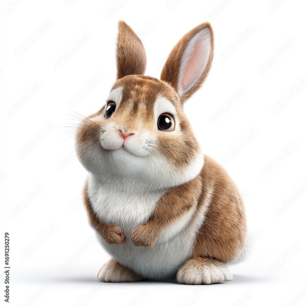 Fototapeta premium A rabbit is sitting on a white background