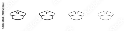 Police cap icon simple vector line art symbol
