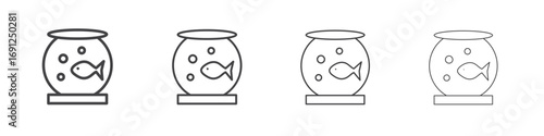 Fish bowl icon simple vector line art symbol
