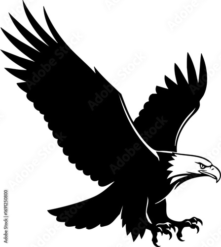 Majestic bald eagle soaring with wings spread wide conveying freedom and power