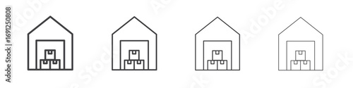 Warehouse icon simple vector line art symbol