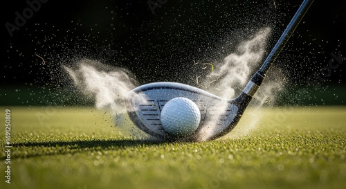 Dynamic golf ball impact golf club action shot golf course grass motion blur sports photography